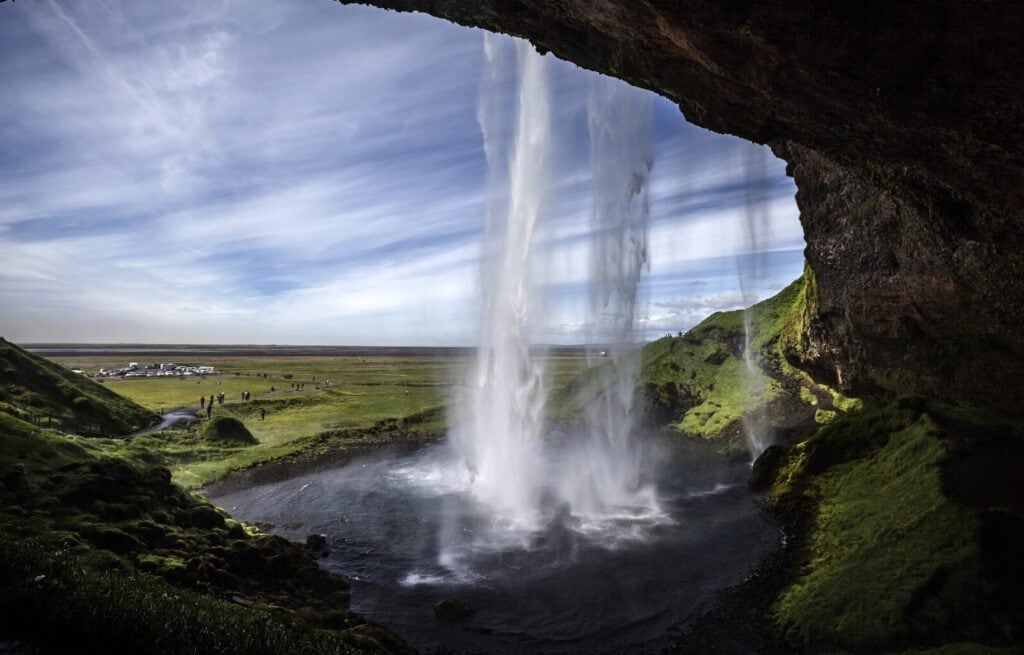 The magnificent Seljalandsfoss waterfall in south Iceland