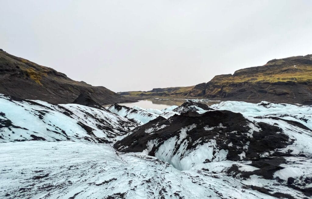 The view from the top of our glacier hike in Iceland - a must do along iceland south coast