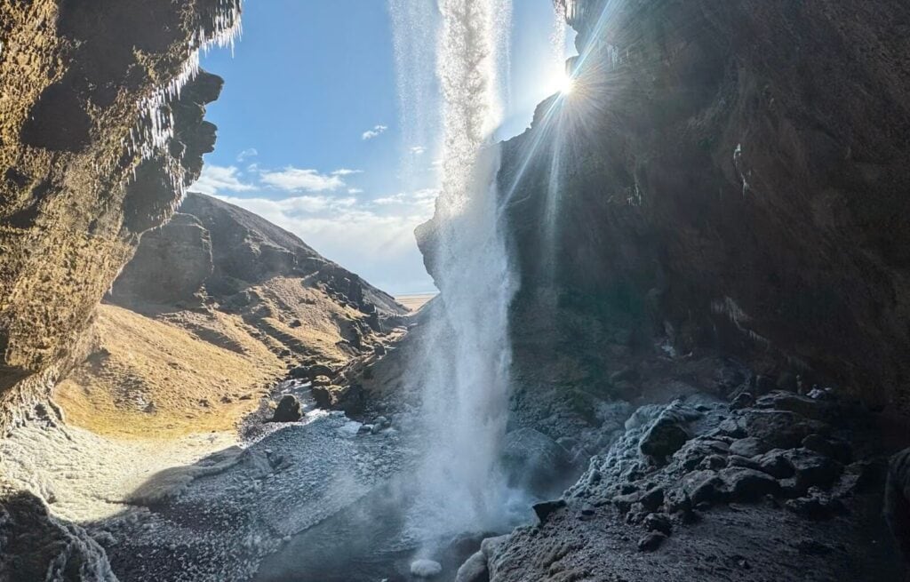 The incredible view from behind Kvernufoss