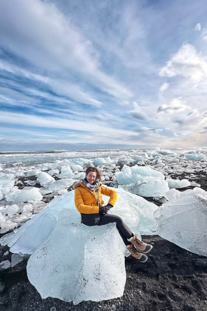 Sitting on a Iceberg Throne at Diamond Beach