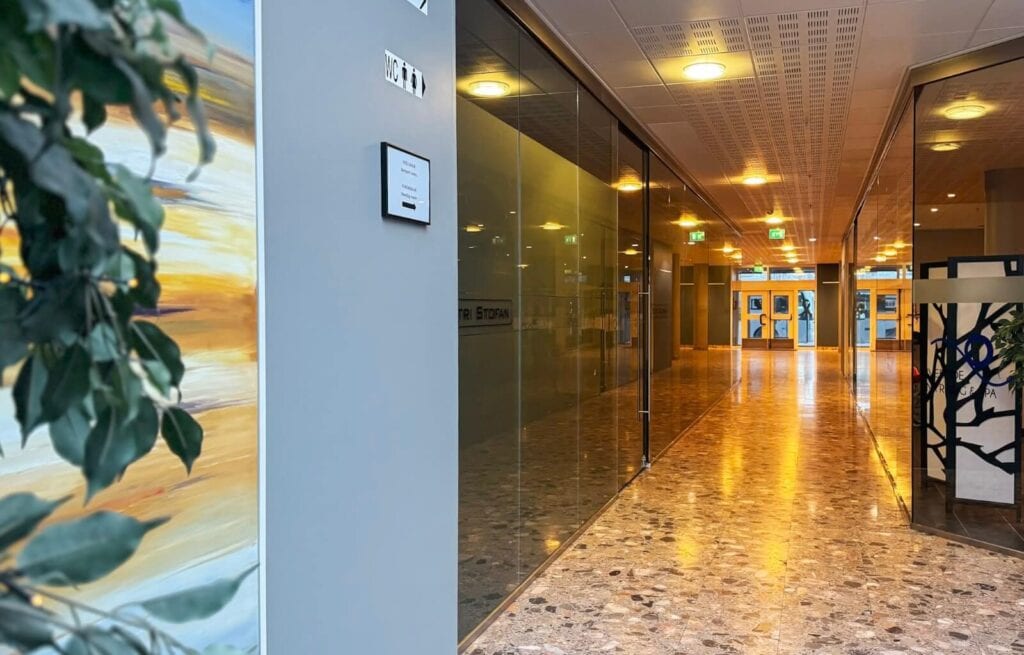 The route leading to the spa in the hotel