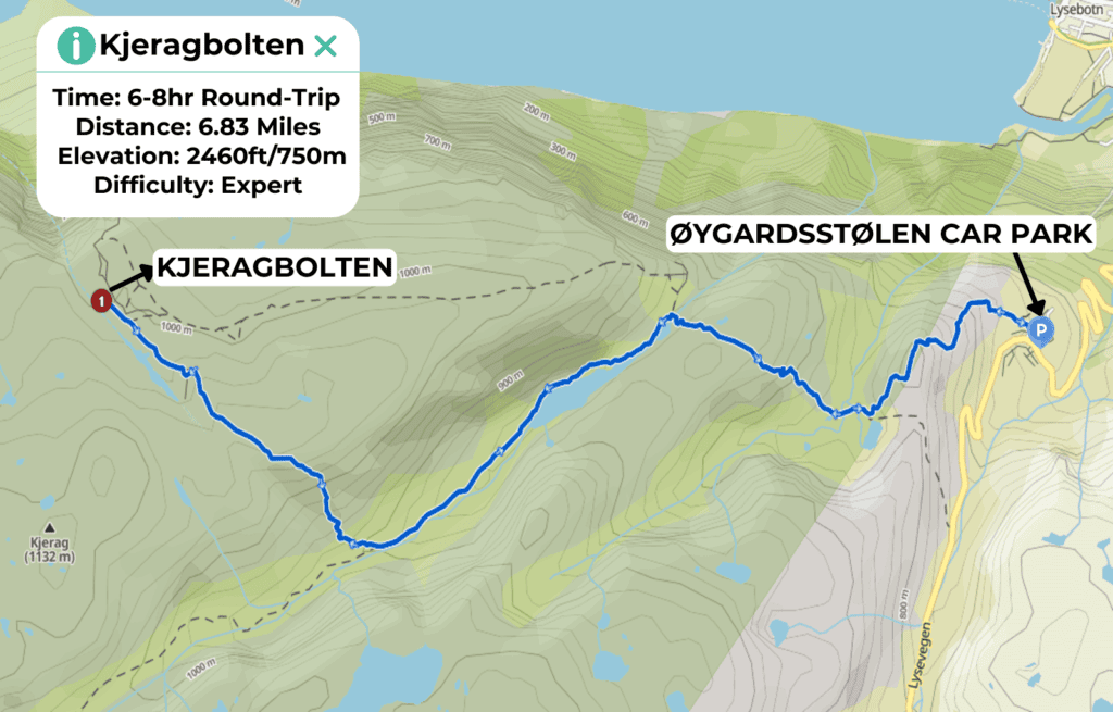 The hiking route to Kjerag