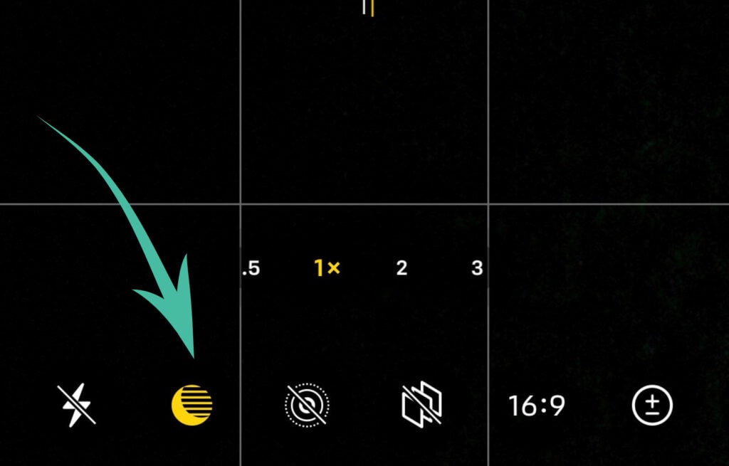 IPhone camera screen showing the night sky with focus on the moon and stars.