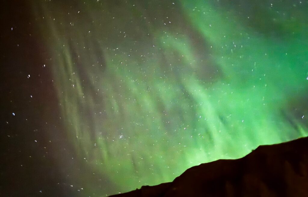 The northern lights shining over Iceland
