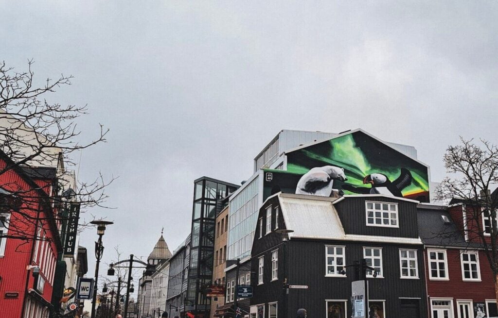 The street art in the city centre in Reykjavik