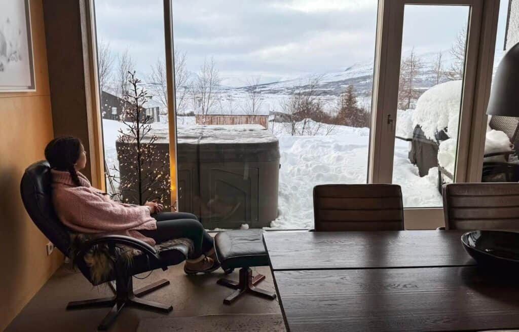 Sitting in the dining area
