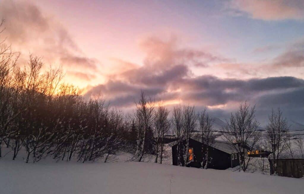 Sunrise from our apartments in Akureyri