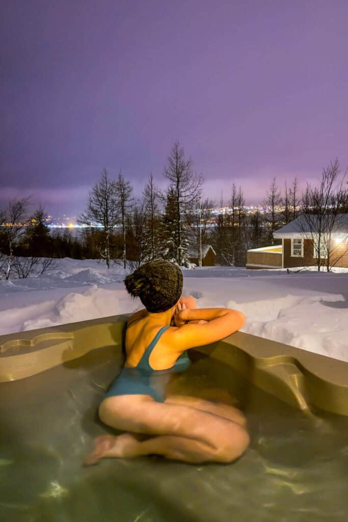 Sitting in the hot tub surrounded by snow - pure bliss!