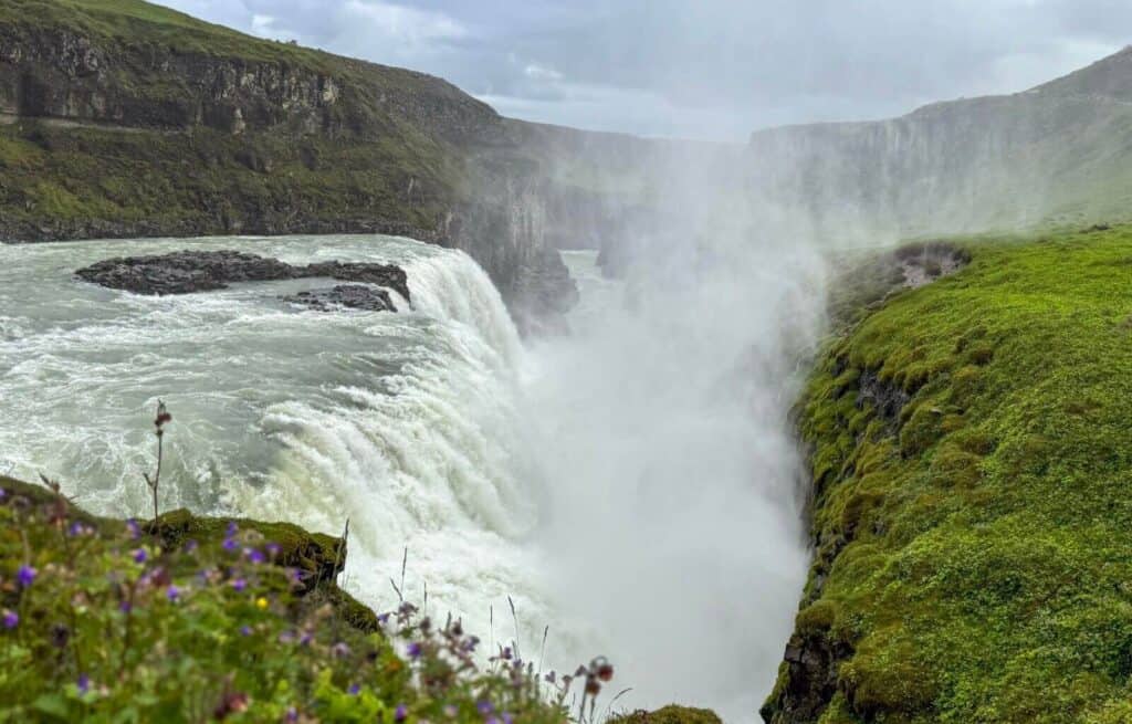 The thundering Gullfoss waterfall in Iceland