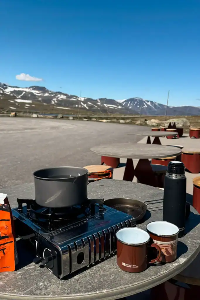 Our lunch set up during our drive in Norway