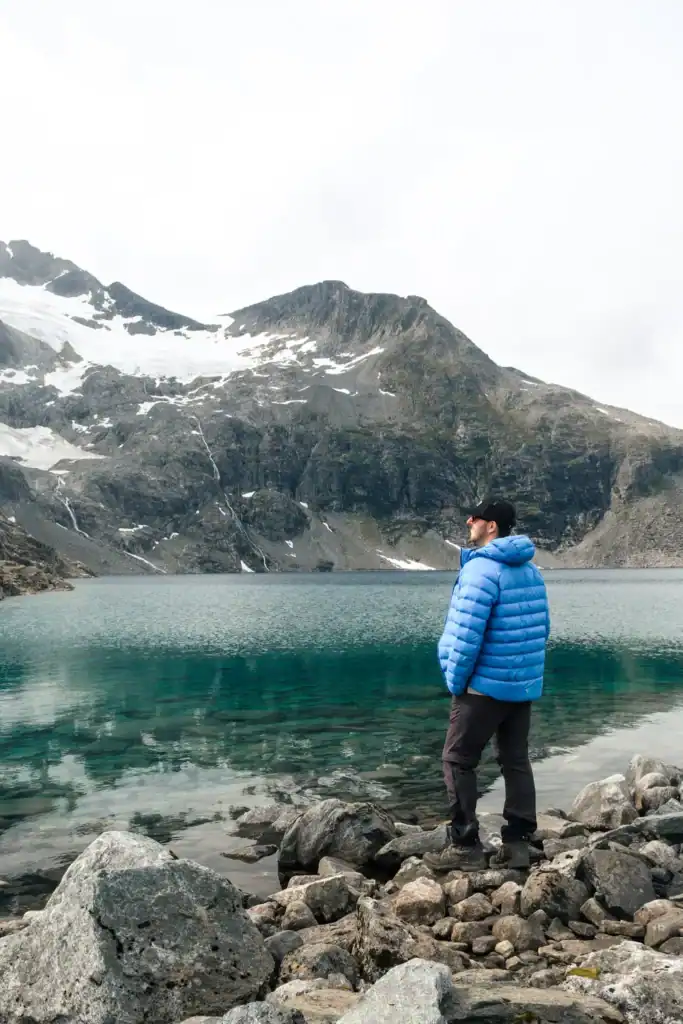 Standing on the shores of Bispevatnet in Norway